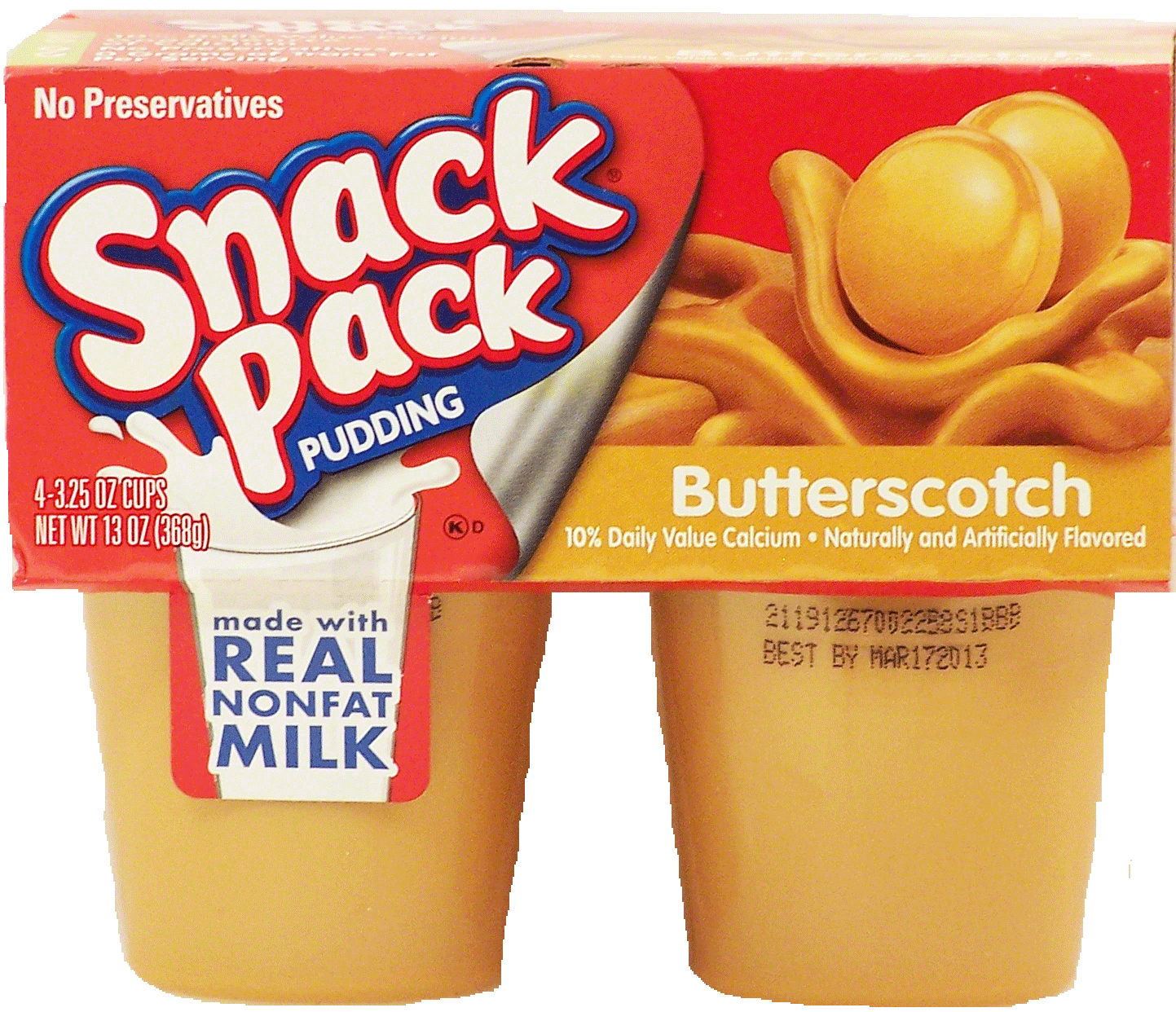 Snack Pack  butterscotch pudding, 4 3.25-oz. cups. Full-Size Picture